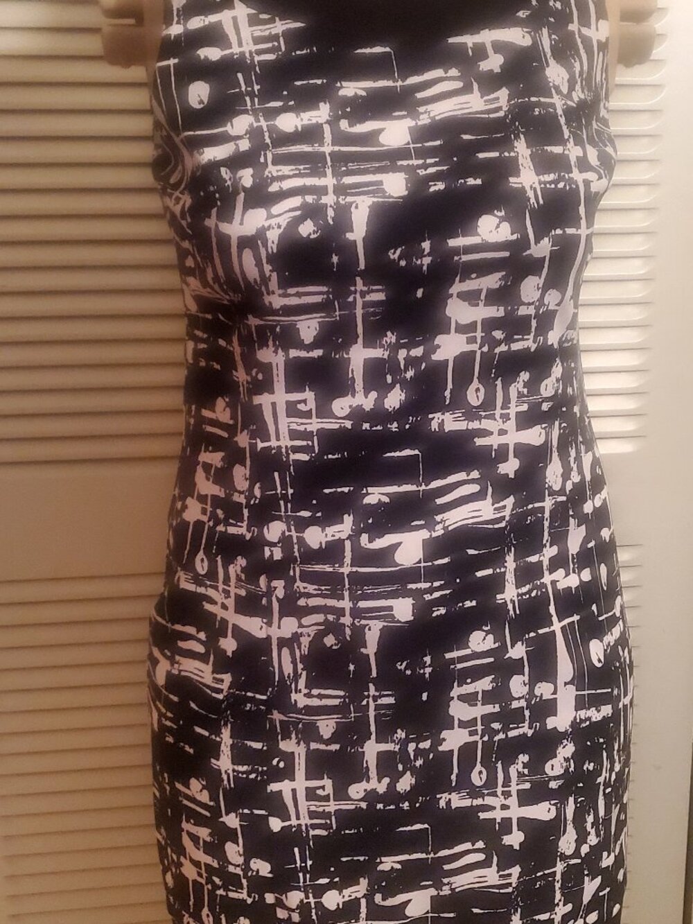 AB STUDIO WOMENS BLACK AND WHITE SLEEVELESS DRESS